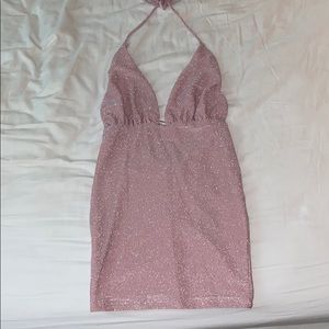 Backless halter sparkly dress